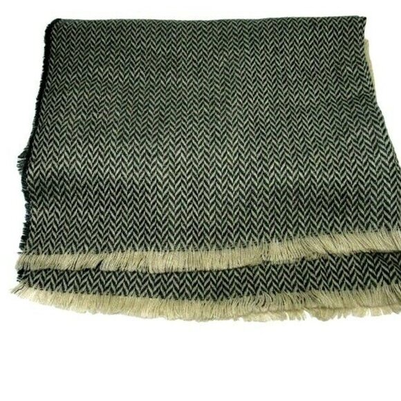 C Scarf Wrap Herringbone Unisex Gray Tan - Picture 4 of 5